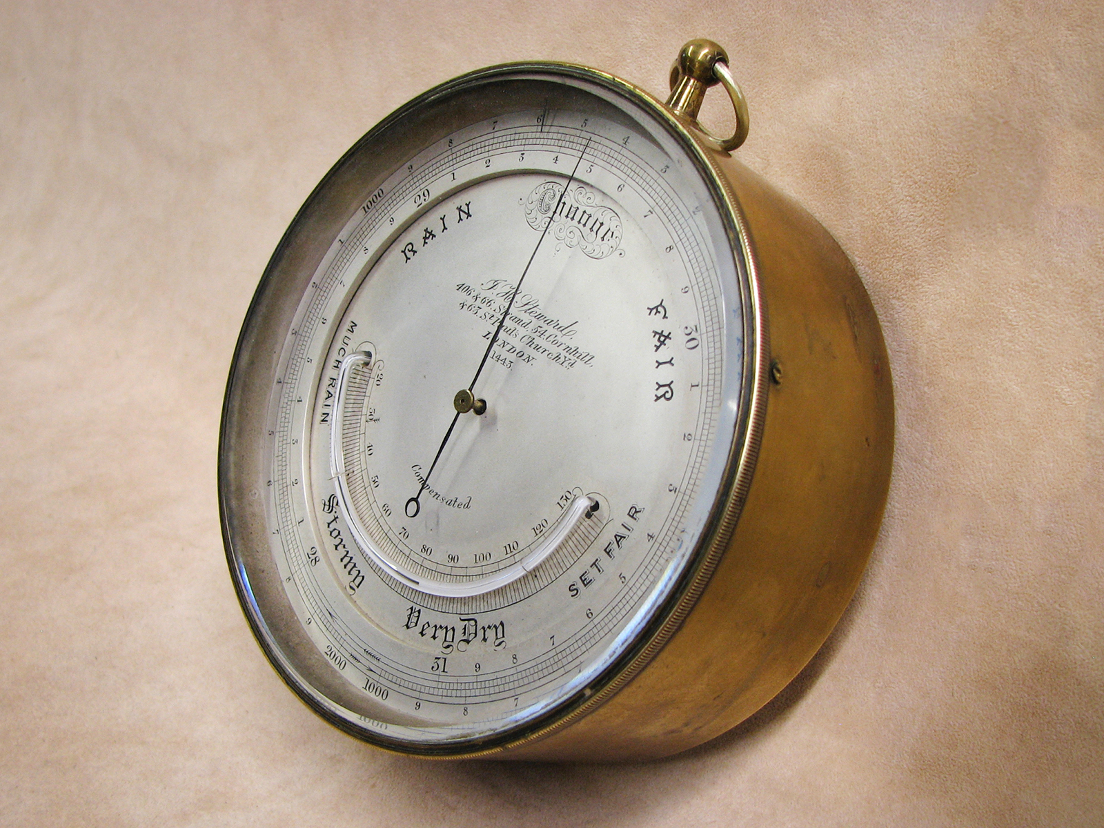 J. H. Steward 19th century barometer with thermometer